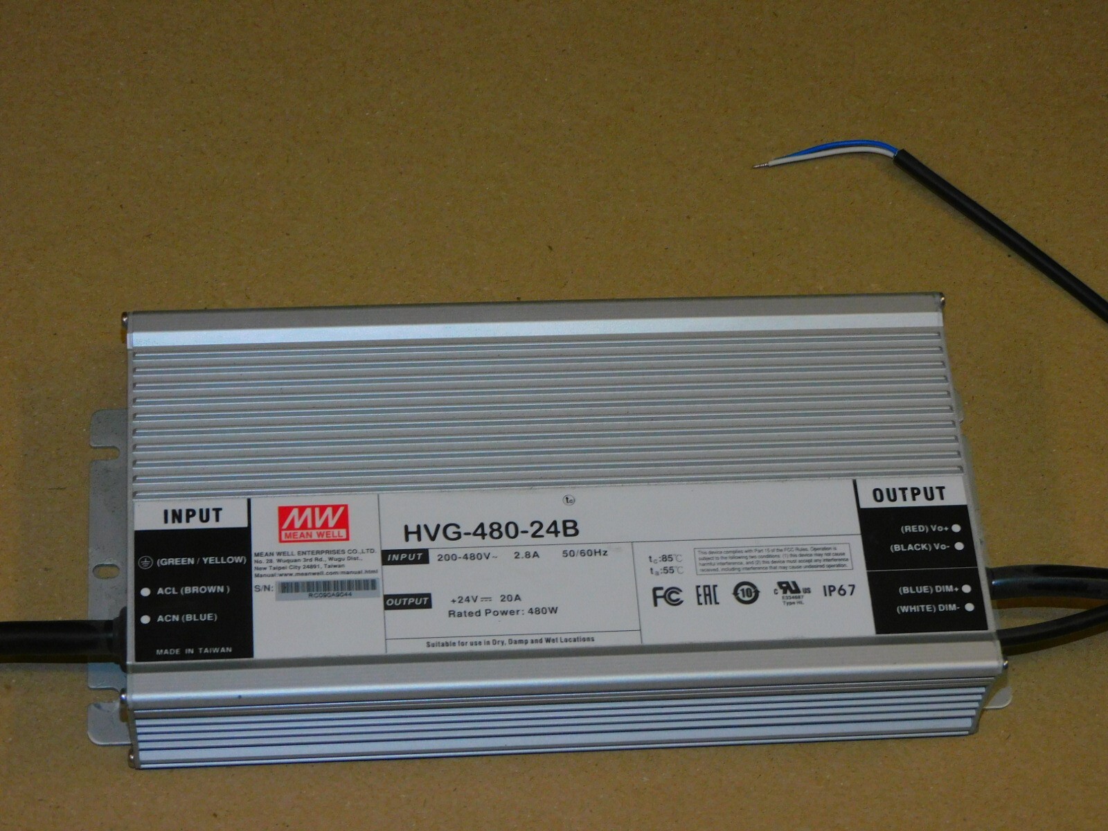 Mean Well Meanwell HVG-480-24B Power Supply Wide range AC input: 180~528Vac