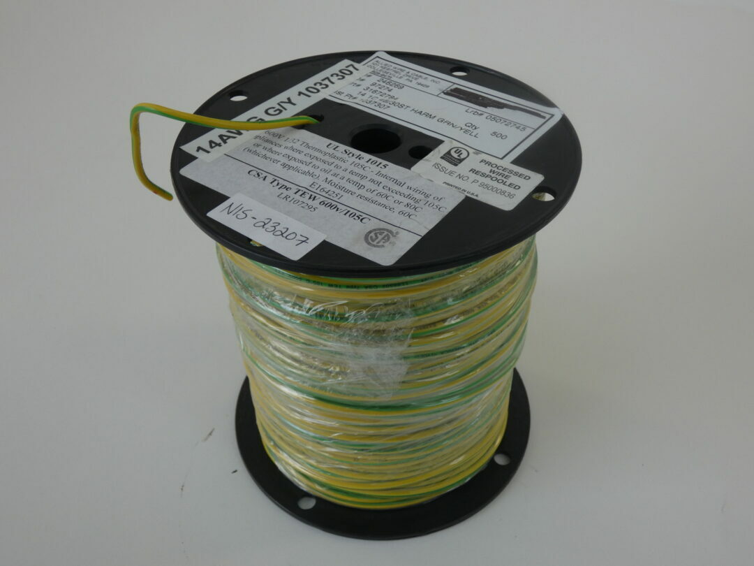 Allied Wire & Cable 31672784 Wire Spool, 500′, 14AWG, 600V, Yellow/Green – NE…
