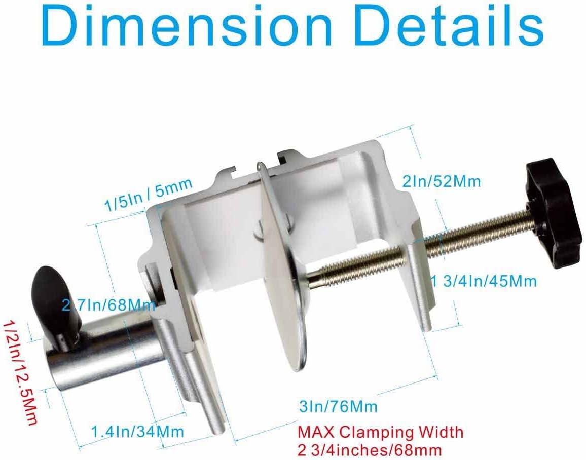 1/2 Inch Base Magnifying Lamp Clamp Silver Swing Arm Desk Lamp Phone Tablet