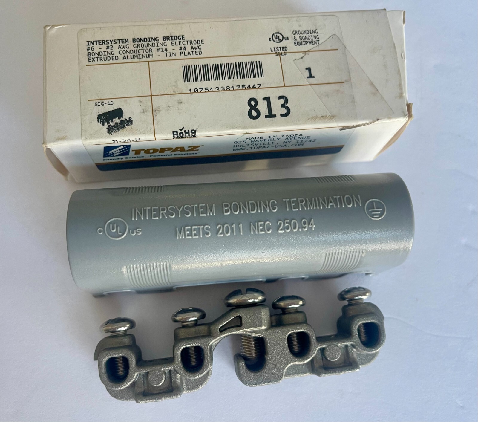 Topaz 813 #6-#2 Intersystem Bonding Bridge AWG Grounding Electrode Copper