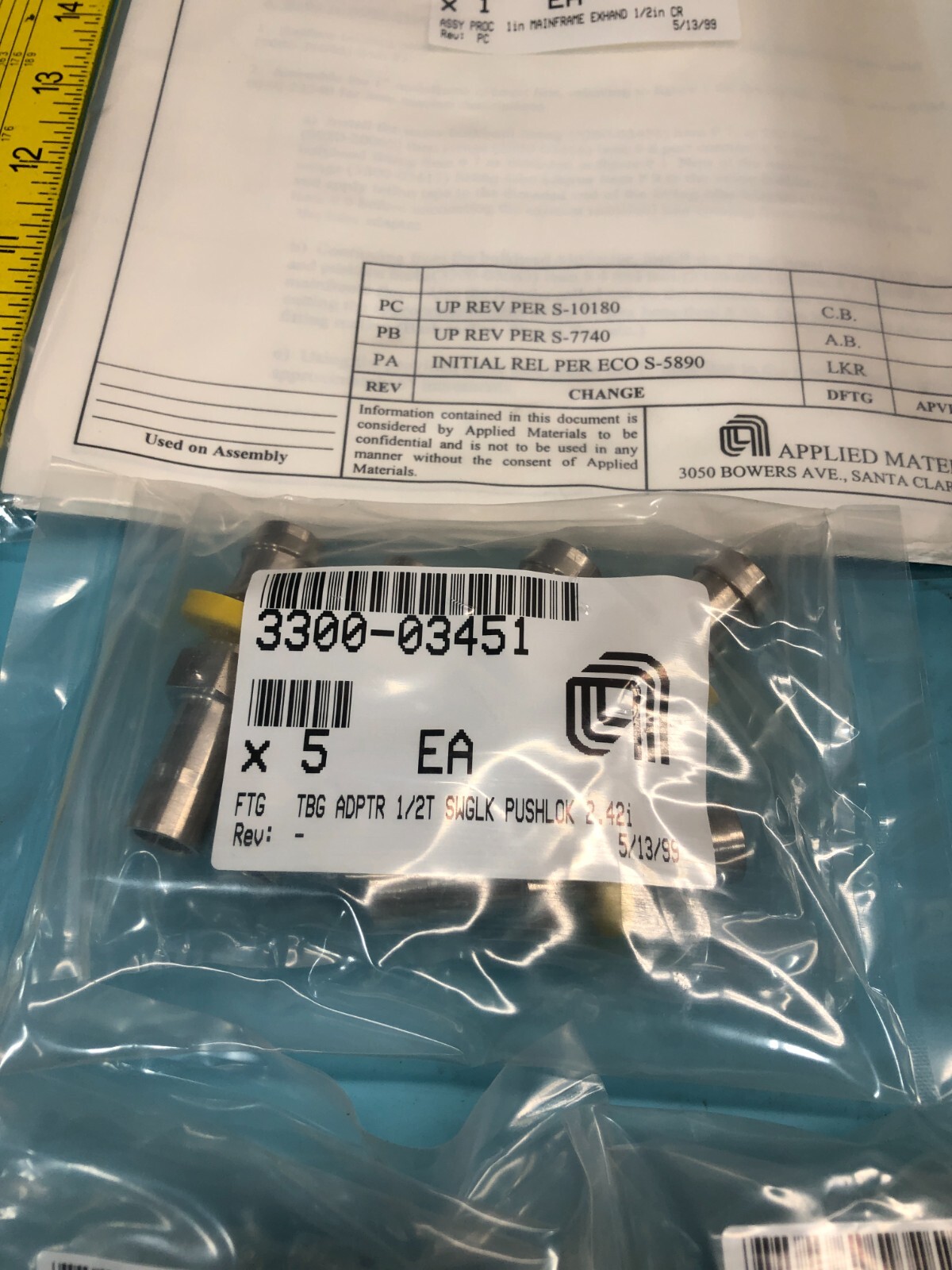 AMAT 0240-24261 Kit, 1/2in Exhaust Line Per CH-Integration, 0250-21842, 178807