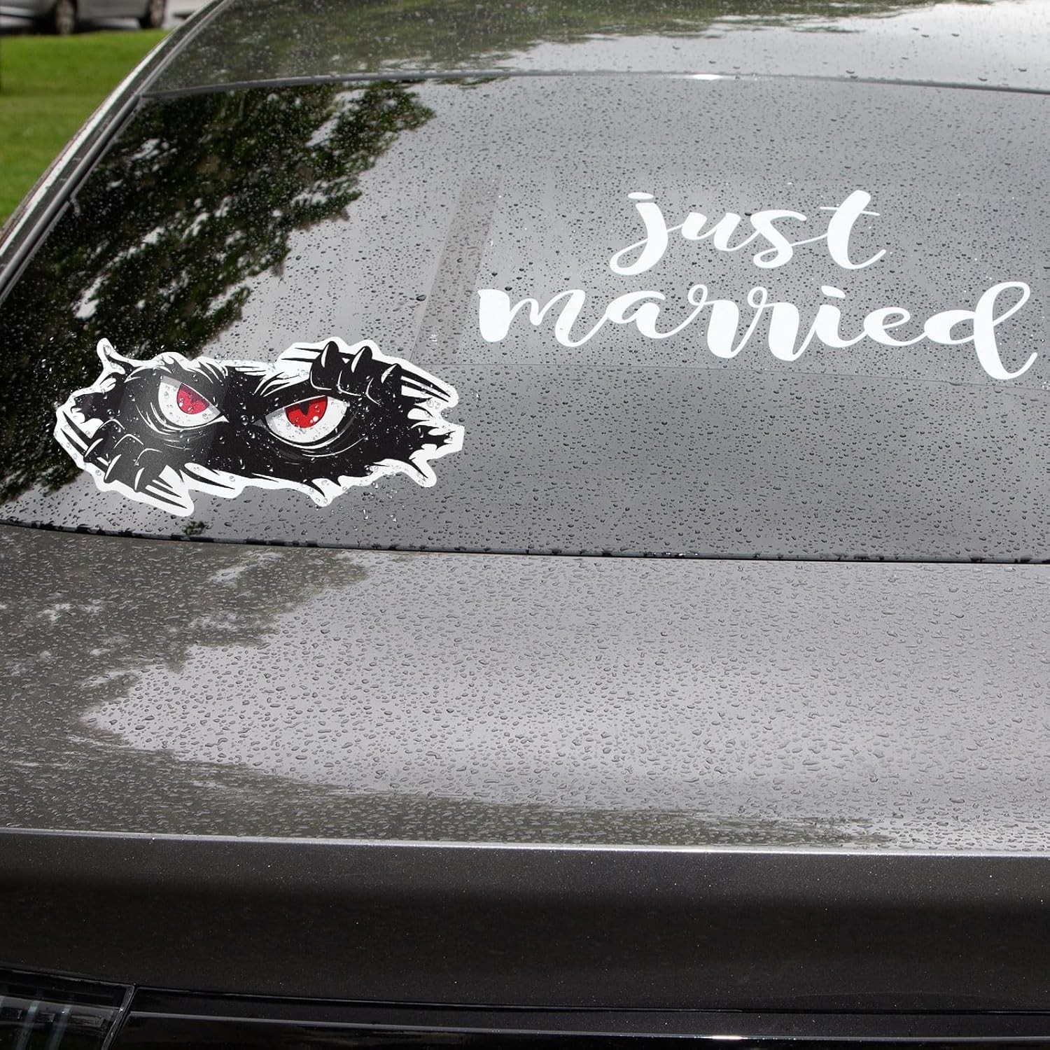 3Pcs Monster Angry Eyes Decals, 10×4 Inch Black Vinyl Bumper Stick Color: 3pcs