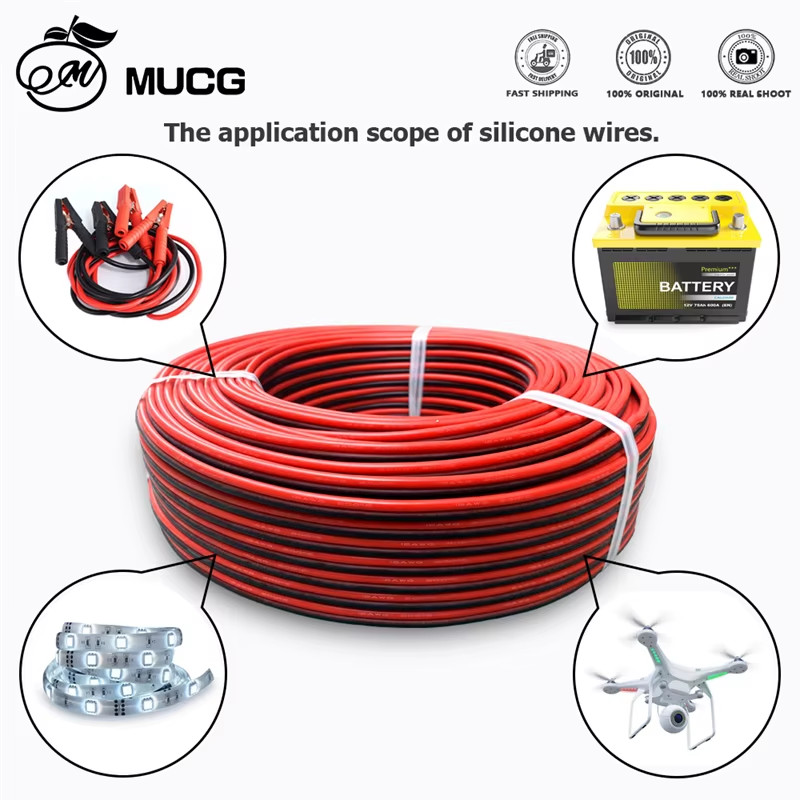 2Pin Silicone Cable Super Soft 8AWG 12 14 16 18 20 22 24 28 AWG Flexible High Te