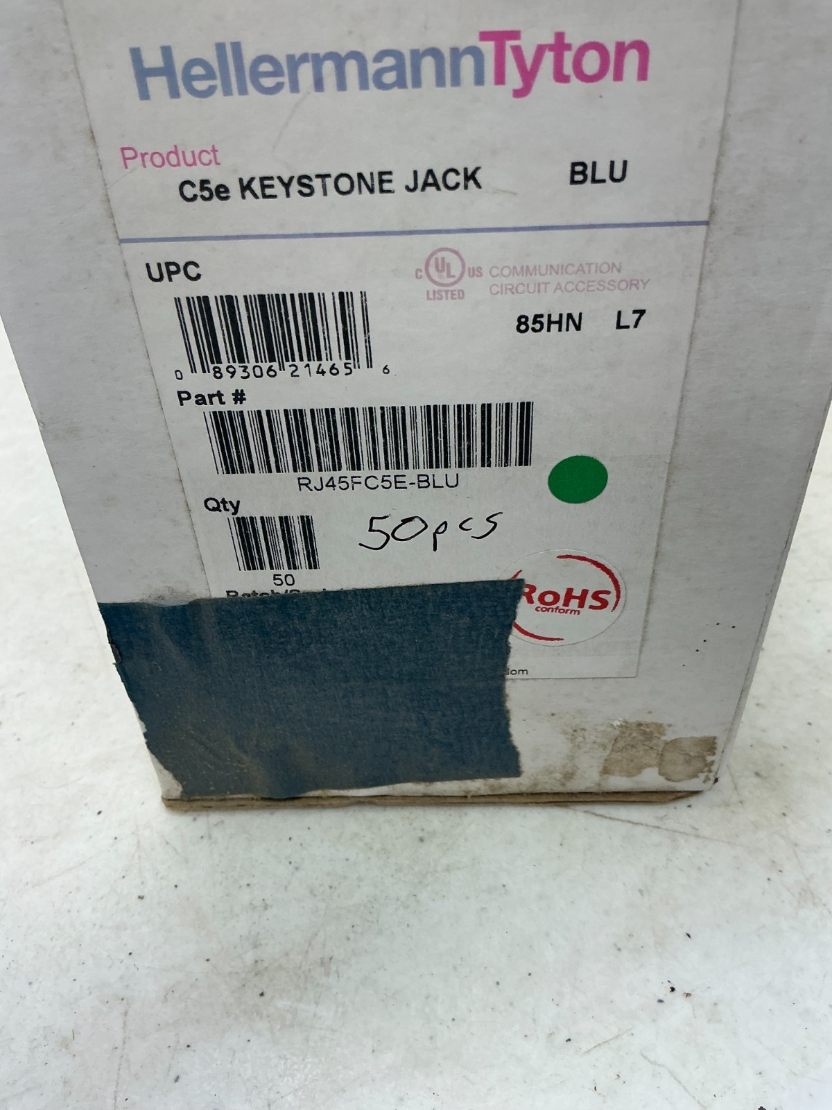 *FREE SHIPPING* Hellermann Tyton RJ45FC5E-BLU Cat 5e Keystone Lot of 50pcs.