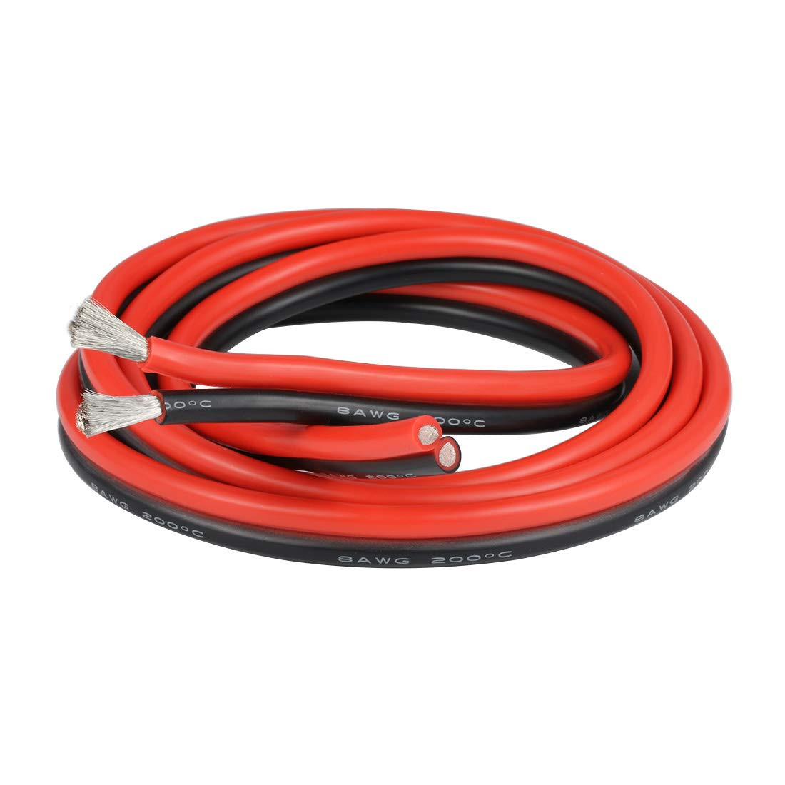 BNTECHGO 8 Gauge Flexible 2 Conductor Parallel Silicone Wire Red Black