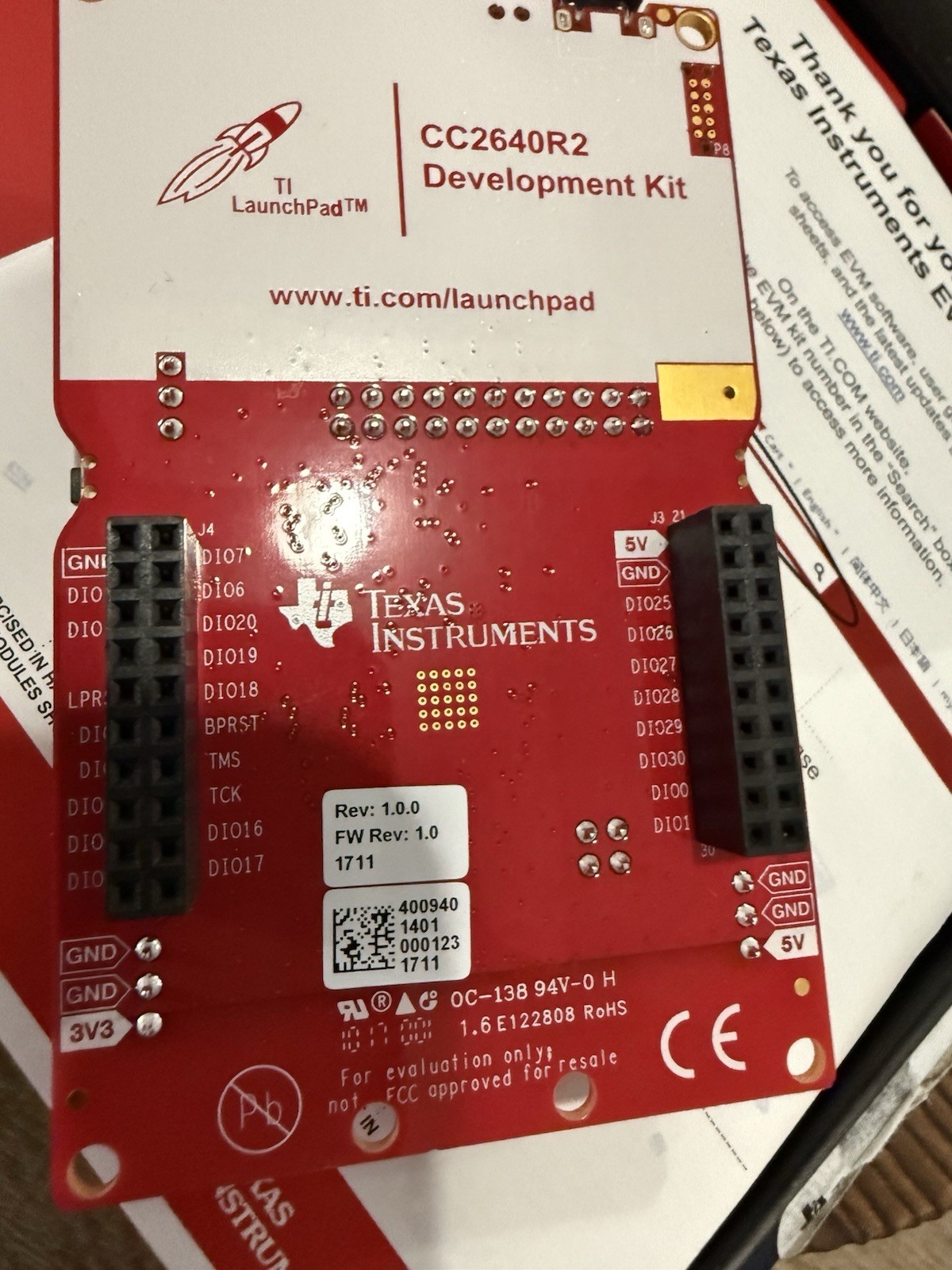 Texas Instruments LAUNCHXL-CC2640R2 Bluetooth Low Energy Wireless MCU Launchpad