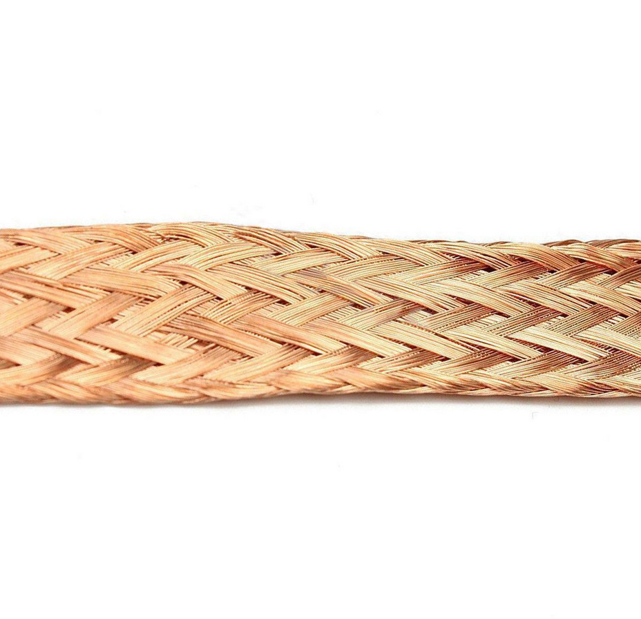 US Stock 20ft 6mm Flat Copper Braid Cable Bare Copper Braid Wire Ground Lead