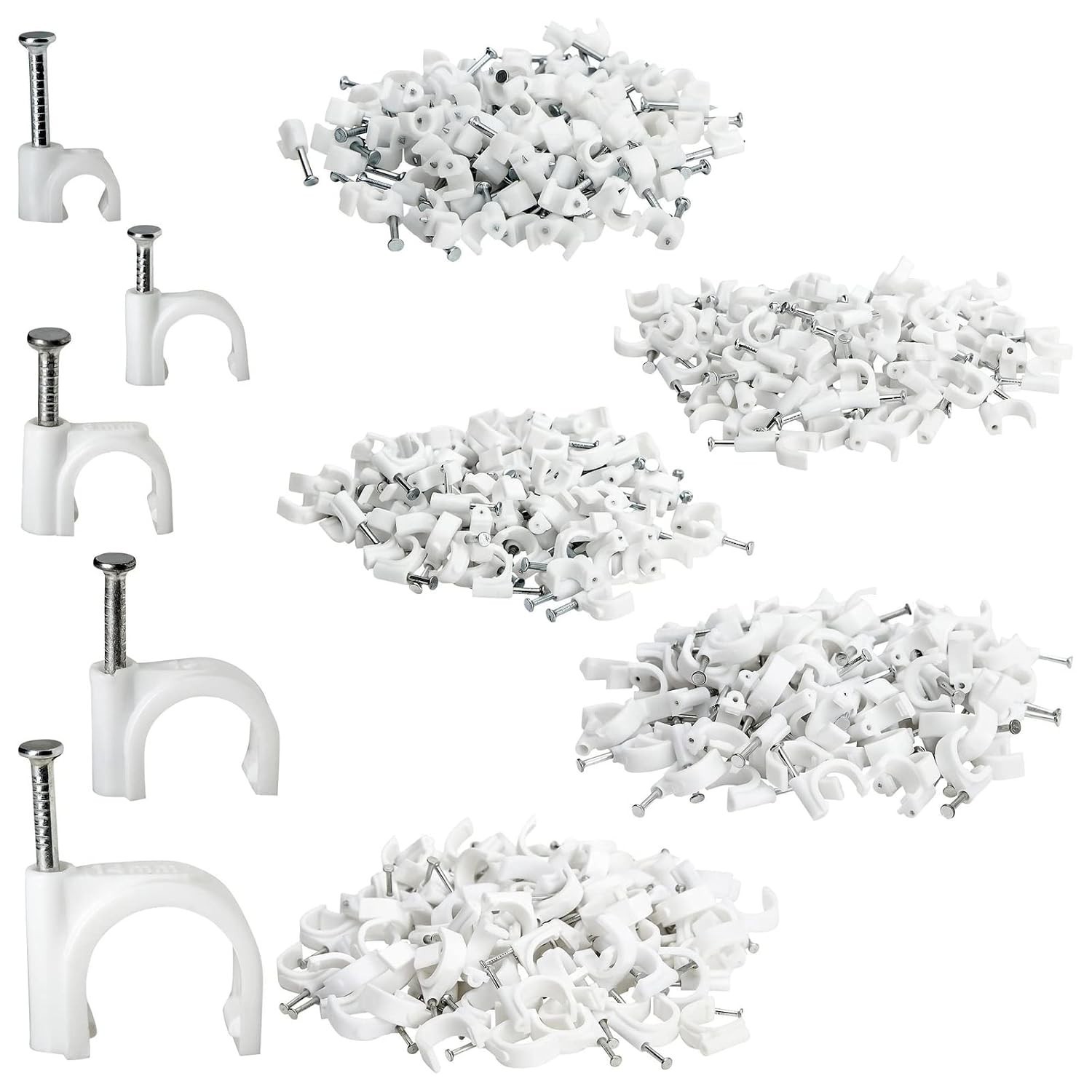 4 pack 500 each 2000 Total Electric Cable Cord White Plastic Circle Nail Clips