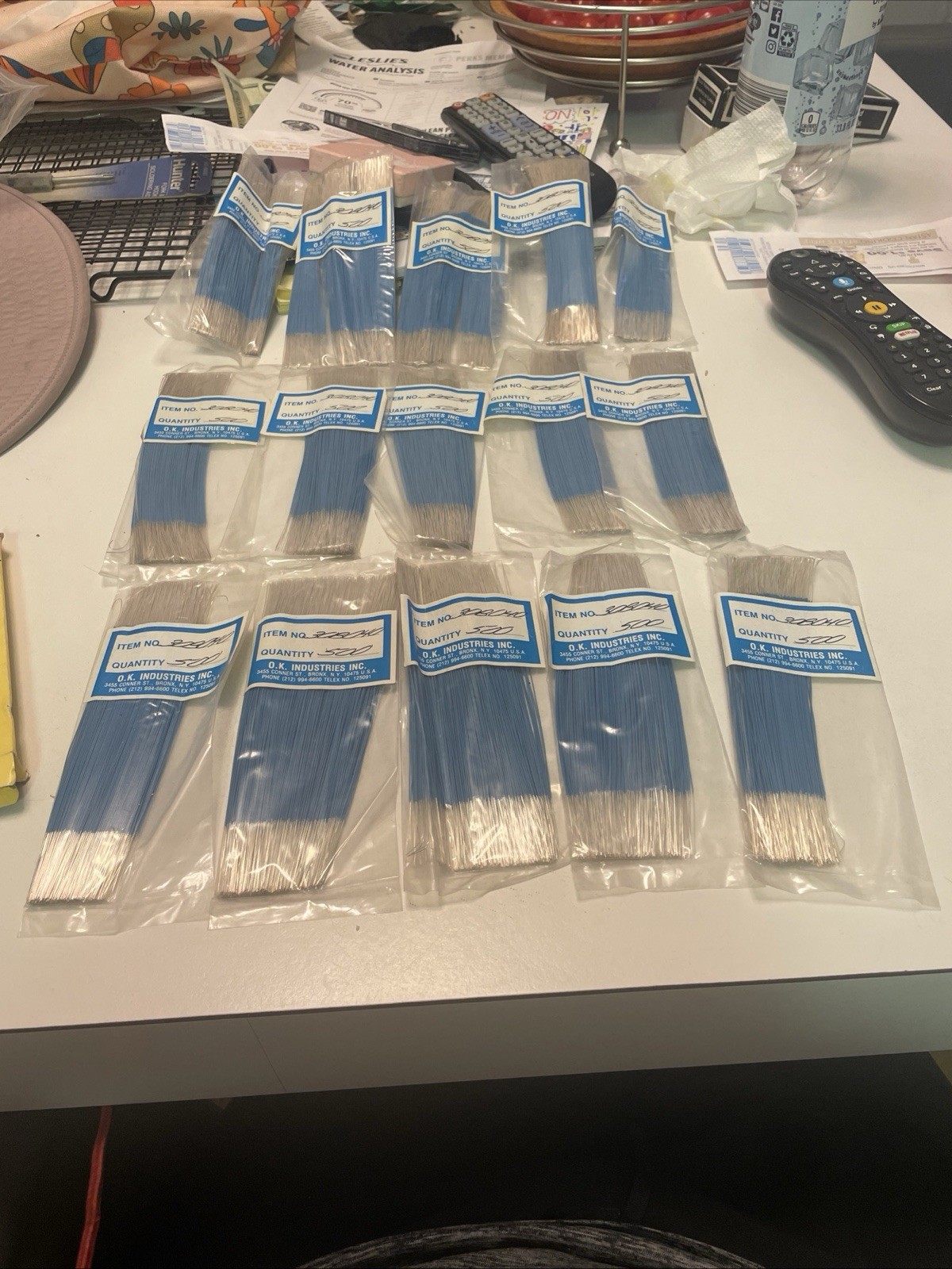 Lot of 15 OK Industries 30 AWG Wire Wrapping Wire 6″ Pre-Stripped Blue NOS