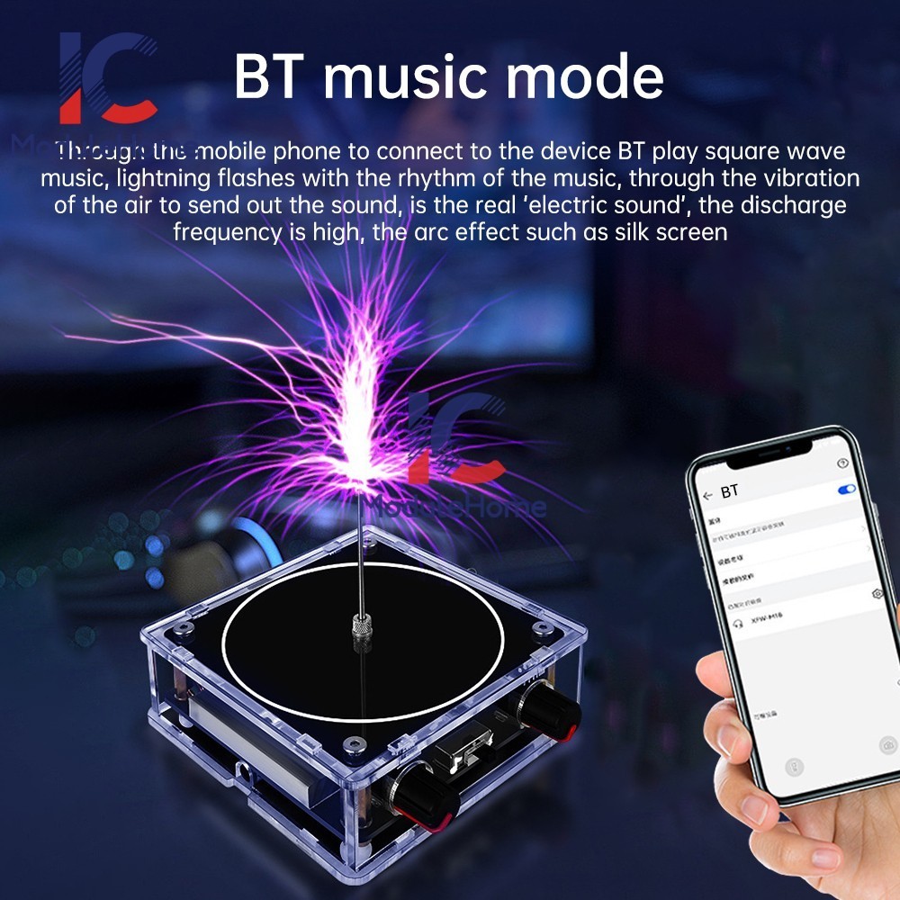AC110-220V Dual Mode Music Tesla Coil Music Box Artificial Lightning Touchable