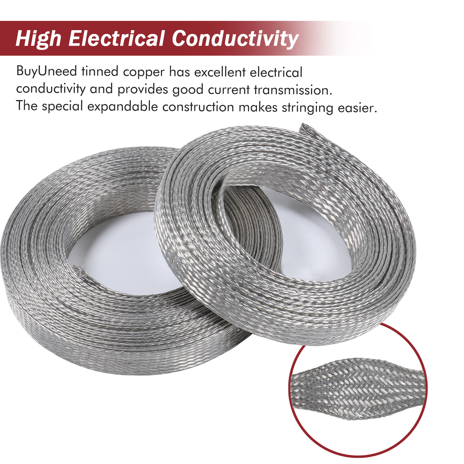 Tinned Braided Sleeve Metal Shielding Signal Wire Cable Shielded Audio Wire Lot