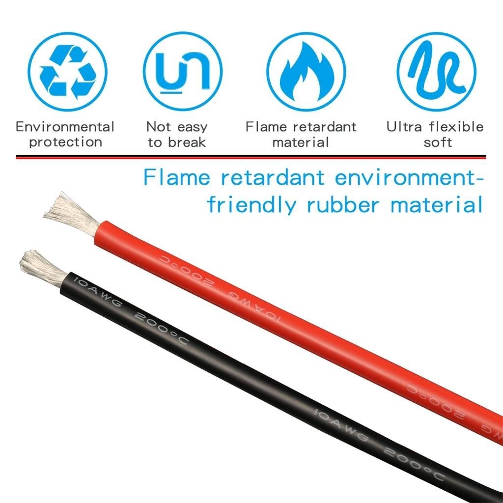 10 Gauge Silicone Wire 10 ft red and 10 ft Black Flexible 10 AWG Stranded Tin…
