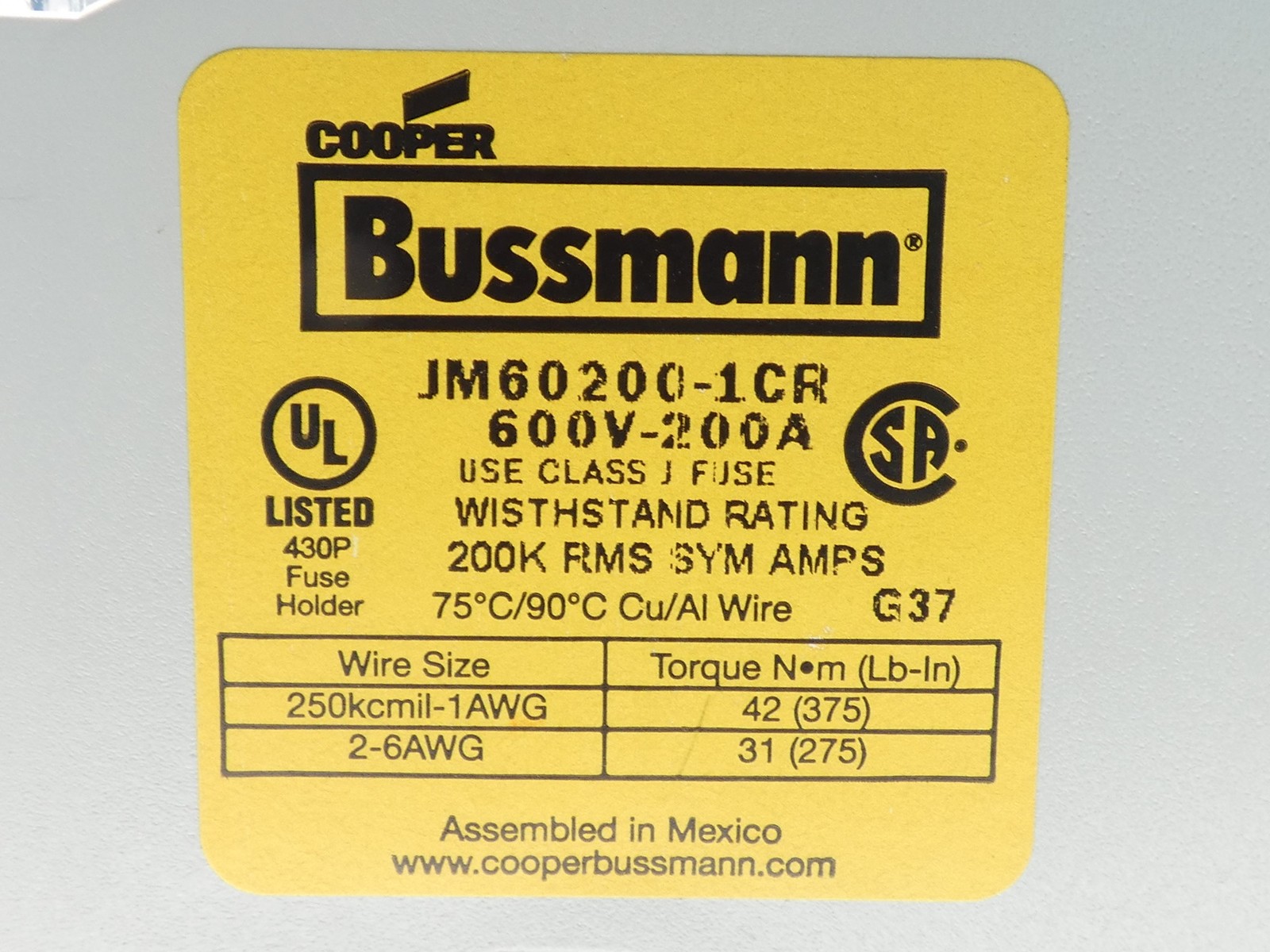*Lot of 4* Cooper Bussmann JM60200-1CR Fuse Block Holder CVRI-J-60200-M Module