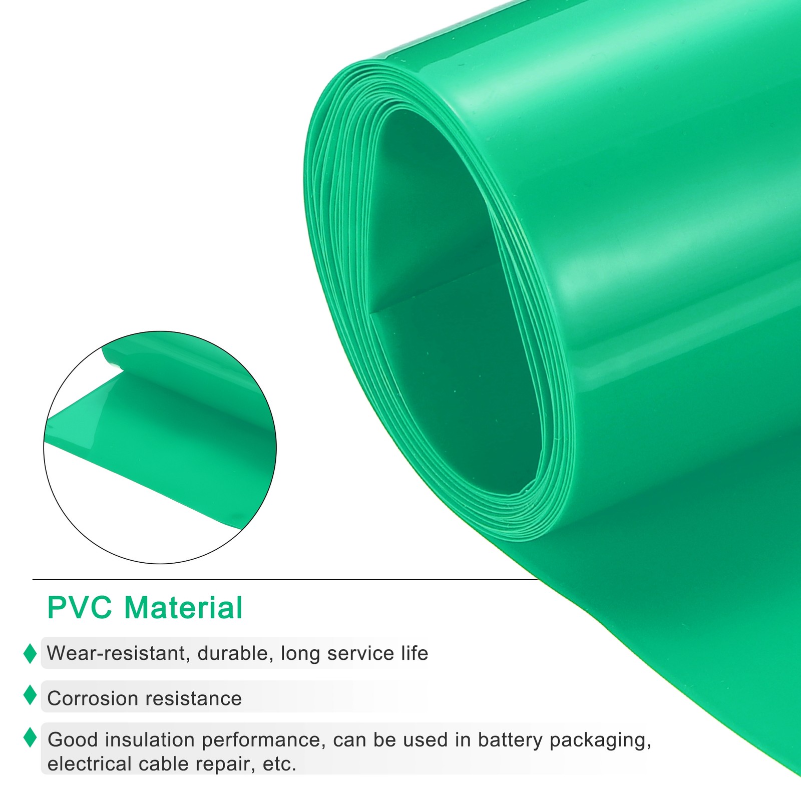 Battery Wrap Heat Shrink Tubing 76mm Dia 120mm Flat 8 Feet Green