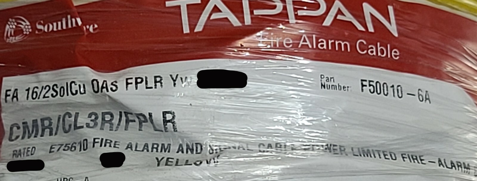 Southwire/Tappan F50010 16/2C Solid Shielded FPLR Fire Alarm Cable Yellow /100ft