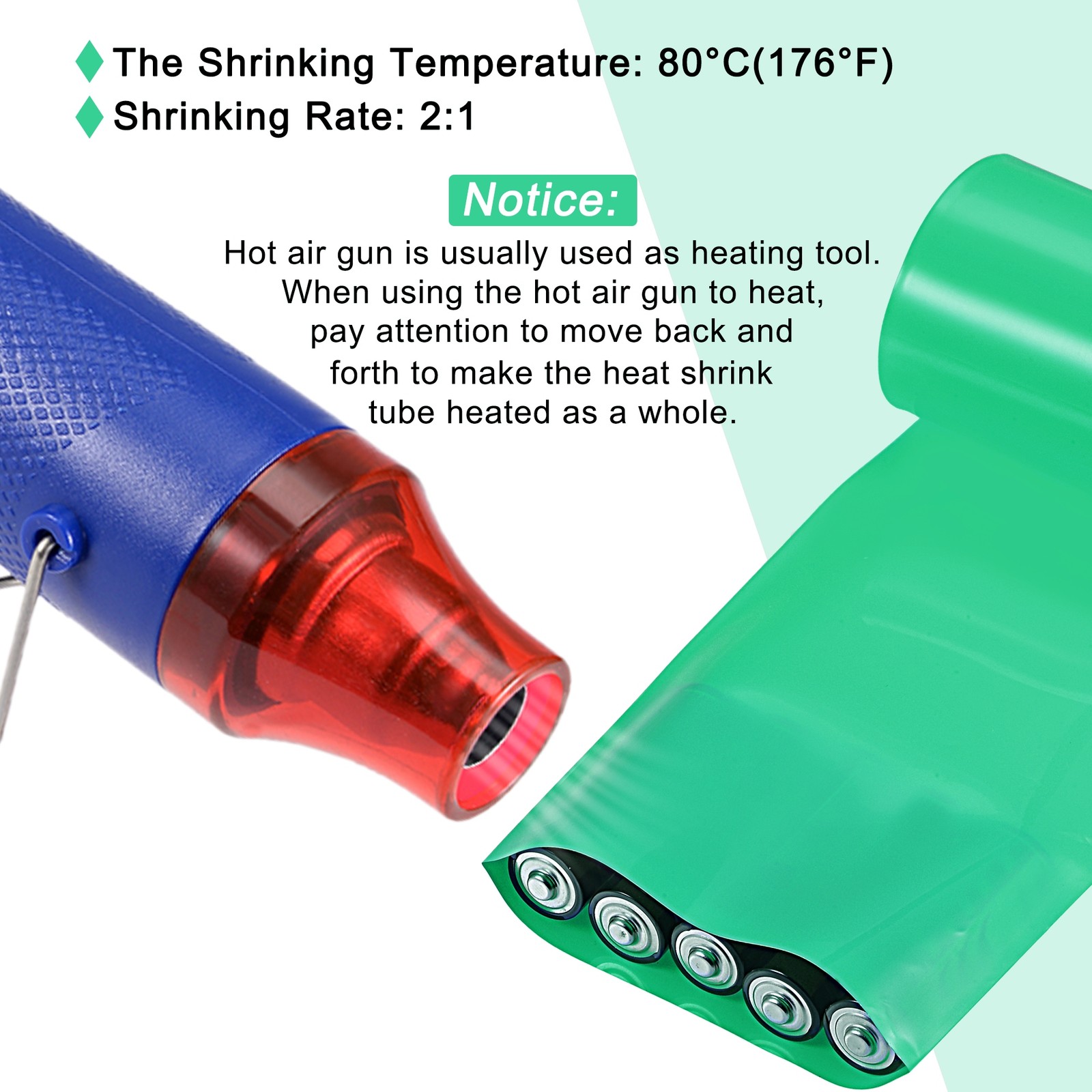 Battery Wrap Heat Shrink Tubing 76mm Dia 120mm Flat 8 Feet Green