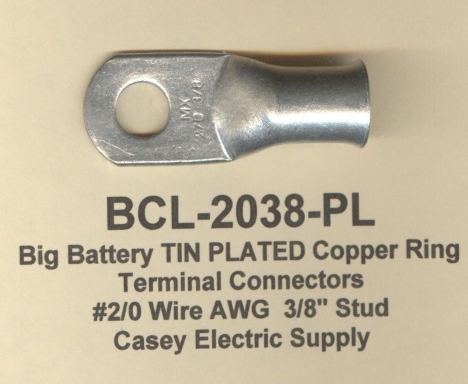 10 TIN PLATED Copper Big Battery Ring Lug Terminal Connector 2/0 Gauge 3/8″ Stud