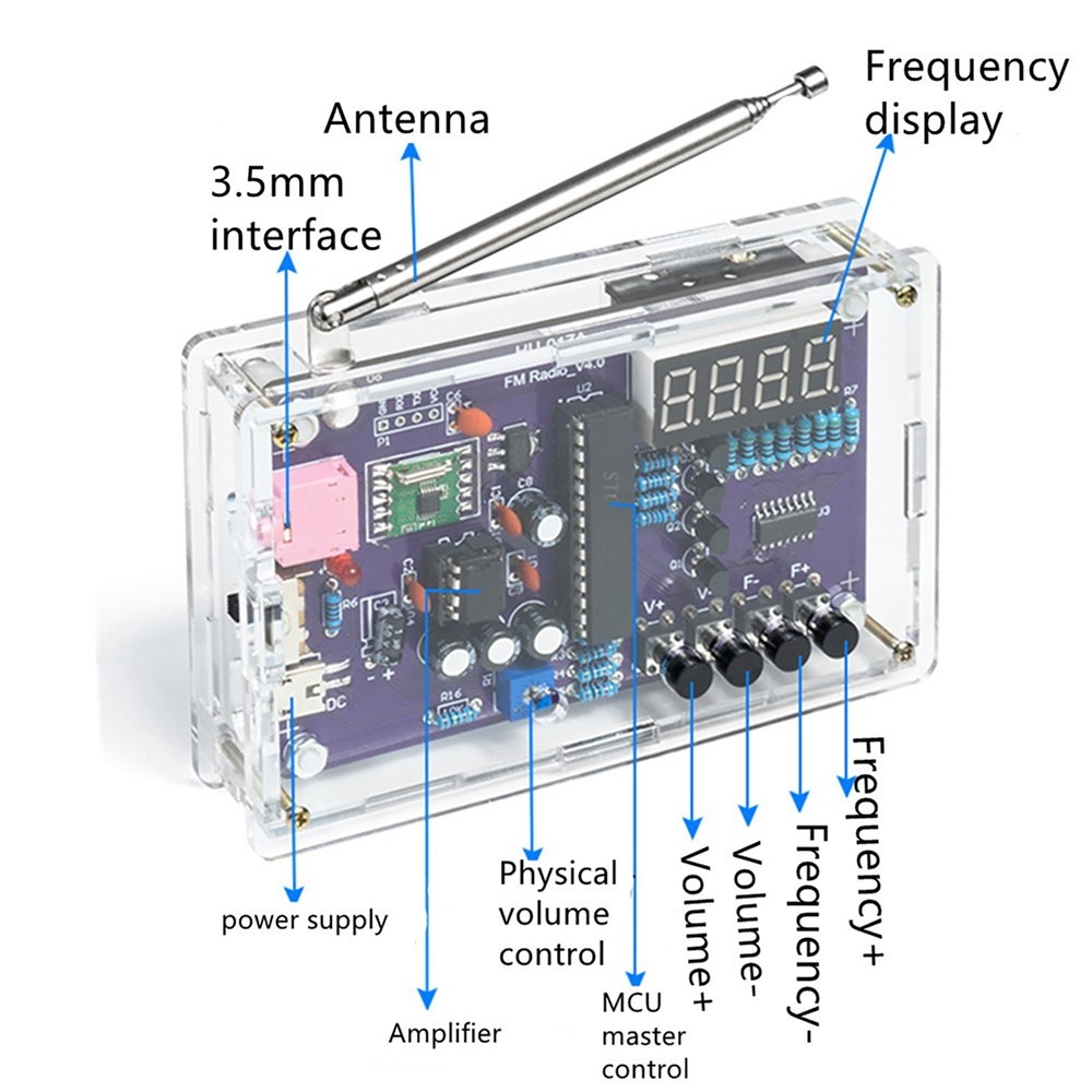 DIY FM Radio Electronic Kit Adjustable Frequency 87-108MHz Digital Display US