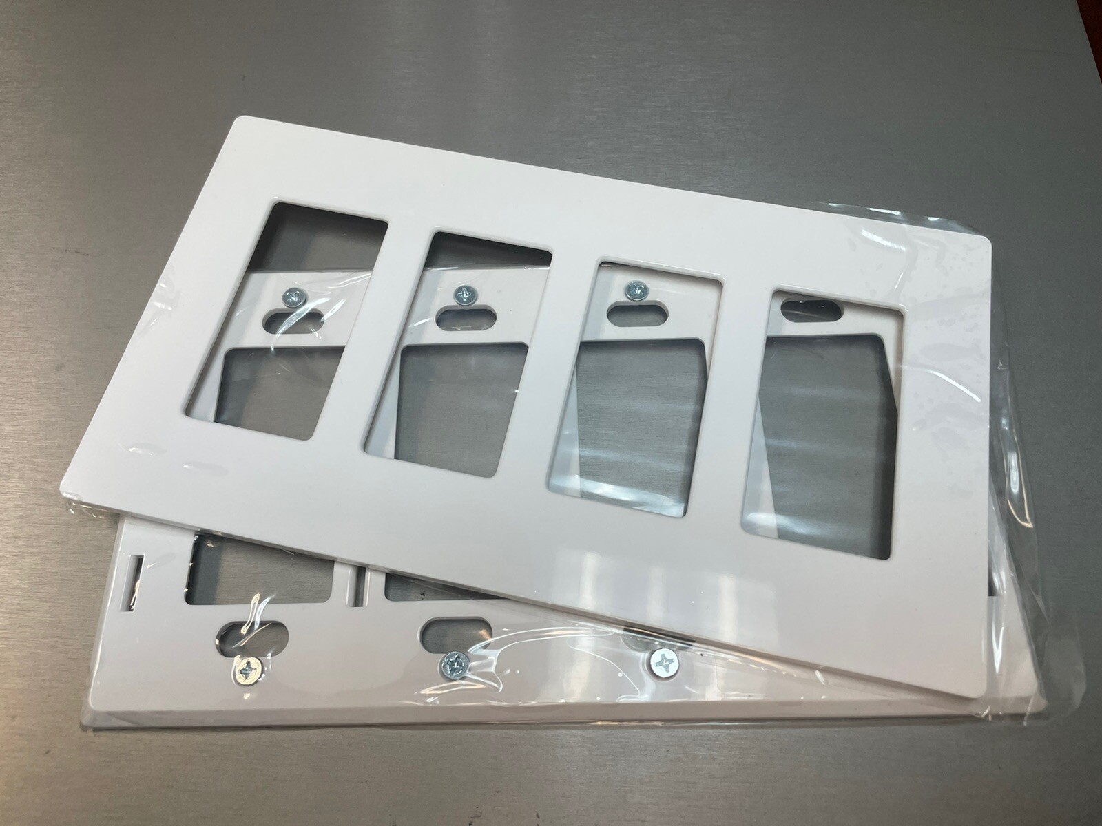 Crestron Glossy White FP-G4-W-S Four Gang Device Decora Wall Faceplate, OEM New
