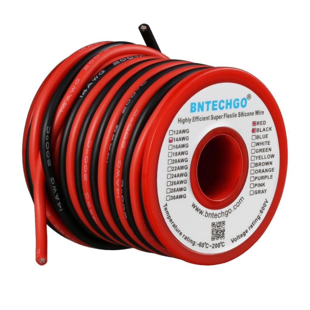 BNTECHGO 14 Gauge Silicone Wire Spool 20Ft Red and 20Ft Black Flexible 14 AWG St