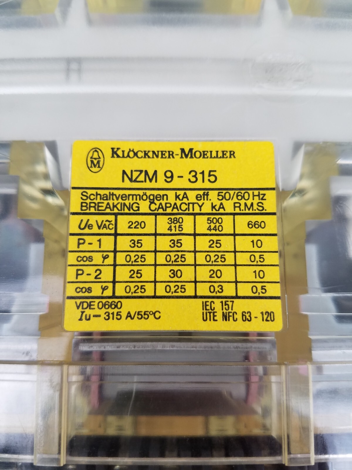 NZM 9-315 Klockner Moeller W/ ZM 9-315 Circuit Breaker 315A *NEXT DAY OPTION*