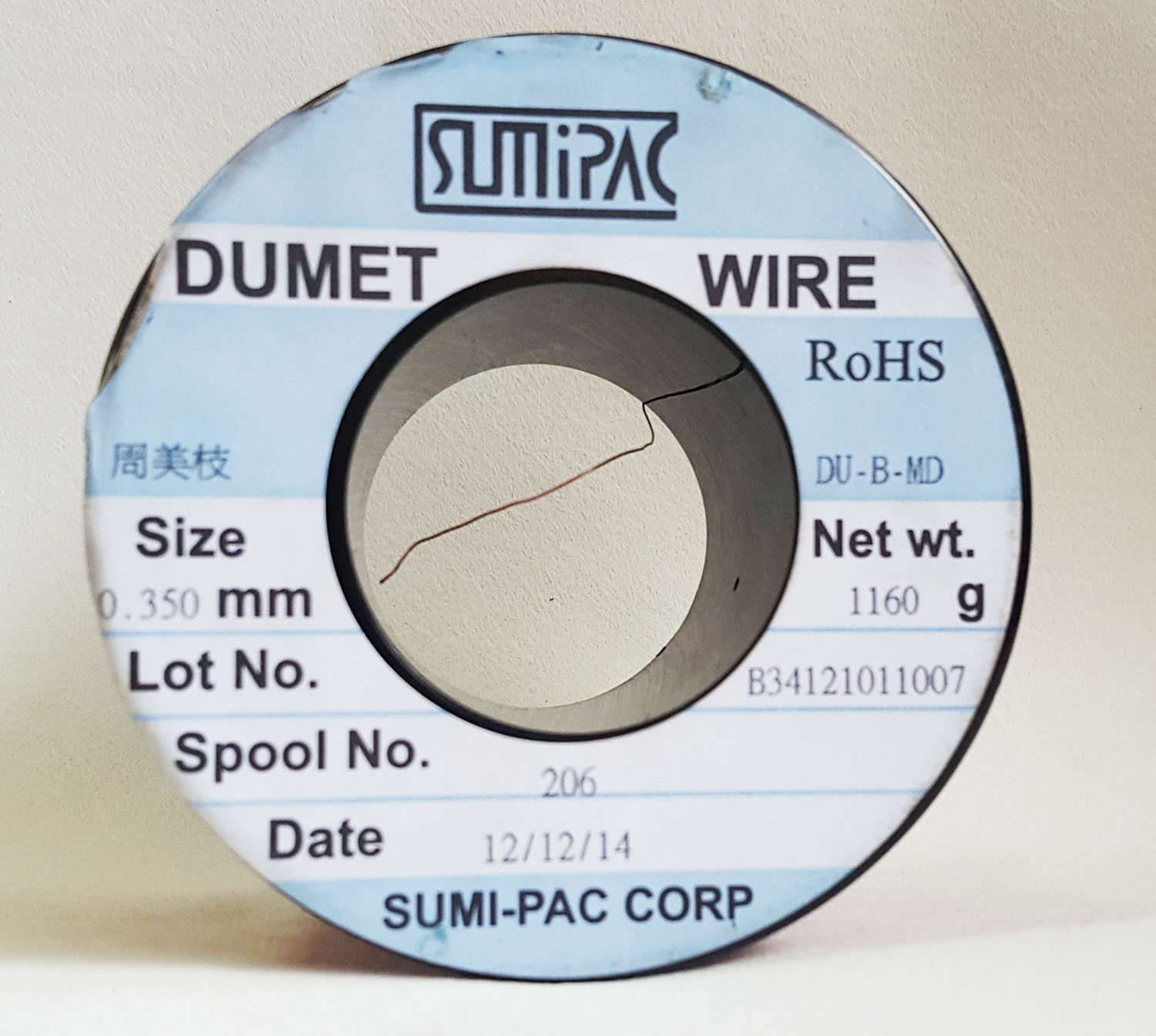 Sumipac Dumet Wire, Glass-to-Metal Seal 0.350MM For Lamp