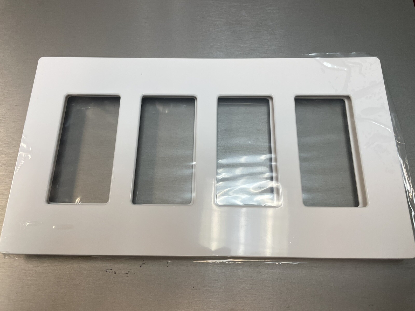Crestron Glossy White FP-G4-W-S Four Gang Device Decora Wall Faceplate, OEM New