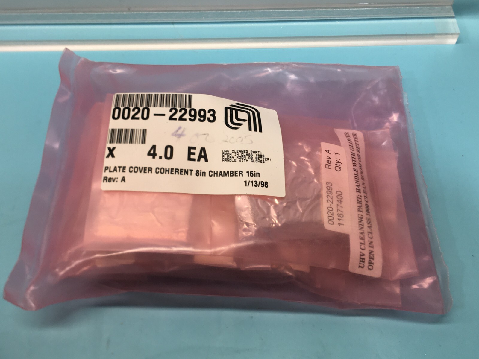 LOT OF 4 AMAT 0020-22993 PLATE COVER COHERENT 8″ CHAMBER 16″, 181574