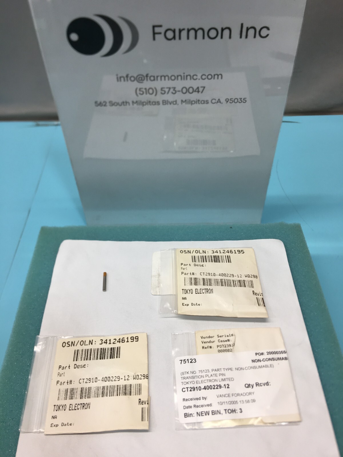 3 TEL CT2910-400229-12 TRANSITION PLATE PIN (TRS-IFB) ACT 8, 188258