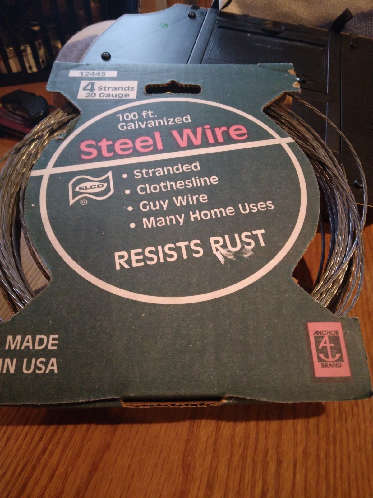 100 Ft. Galvanized Steel Wire 4 Strands 20 Gauge Rust Resistant.made In U.S.A.