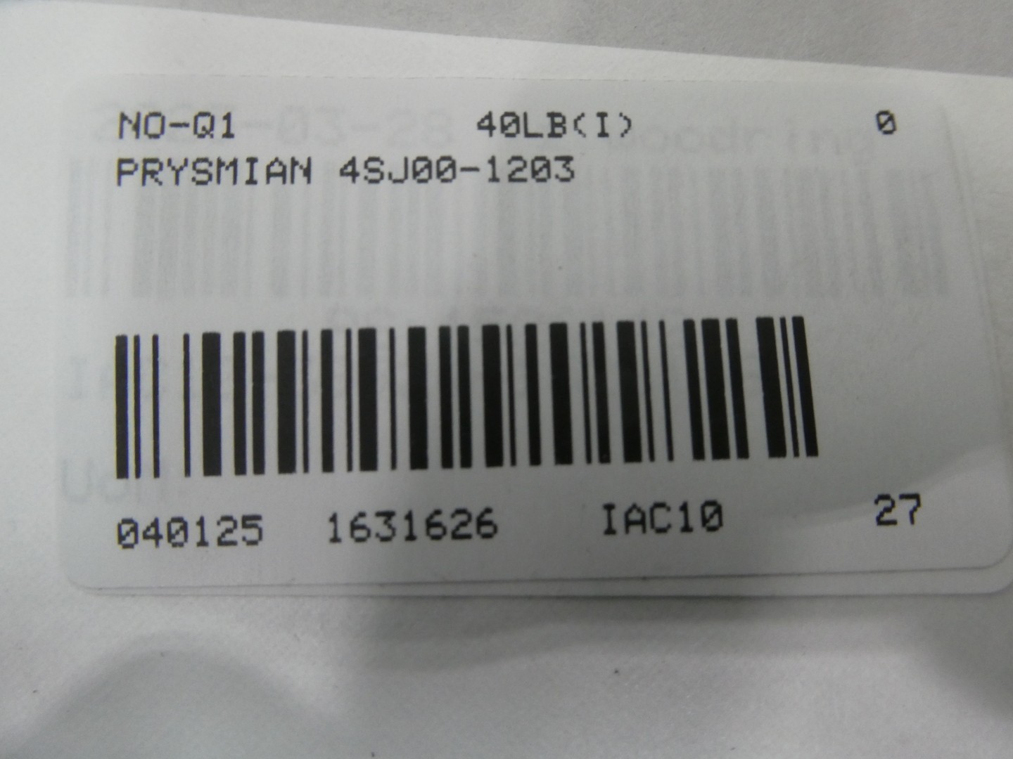 Prysmian 4SJ00-1203 Sjoow Ul Wire 3c 12awg 250ft