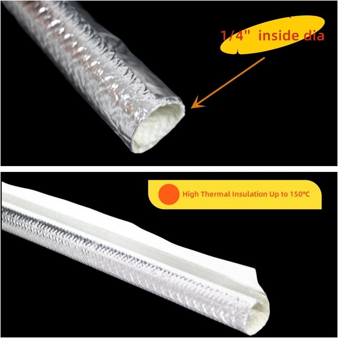 Self-Wrap Aluminum Heat Reflective Sleeve – 6mm x 39″ for Auto Wiring Protection