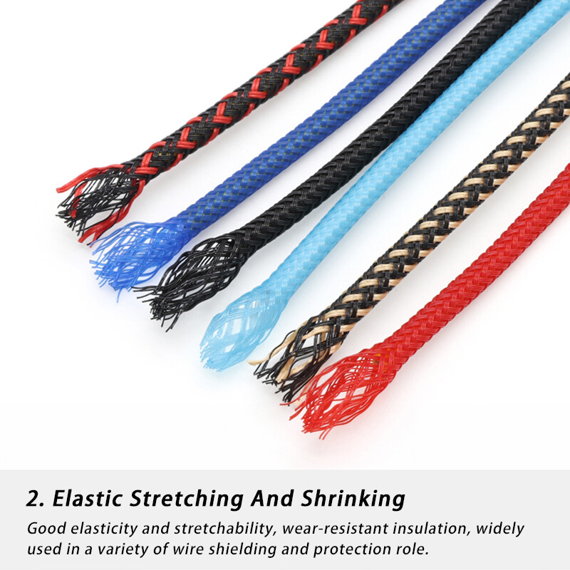 16mm Width Coloured PET Expandable Braid Sleeving Cable Wire Sleeve Sheath Dense