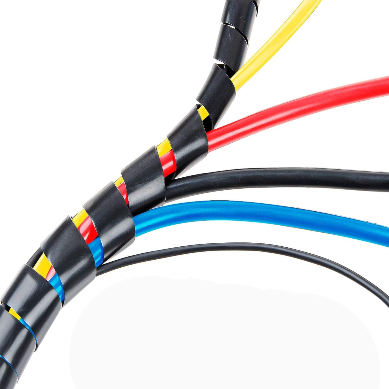50Ft XHF 1/4″ Spiral Cable Wrap 6Mm(Wrapping Range:4Mm-50Mm) Spiral Wire Wrap Co