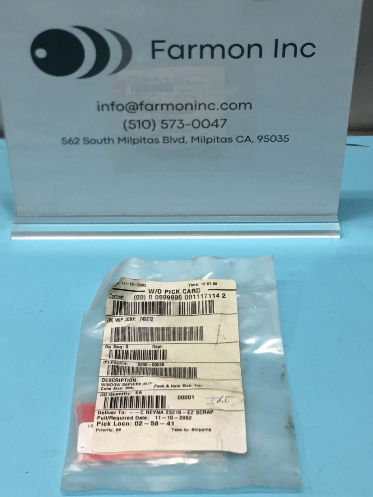 Applied Materials AMAT 0200-00249 WINDOW, SAPHIRE, SLIT, 179835