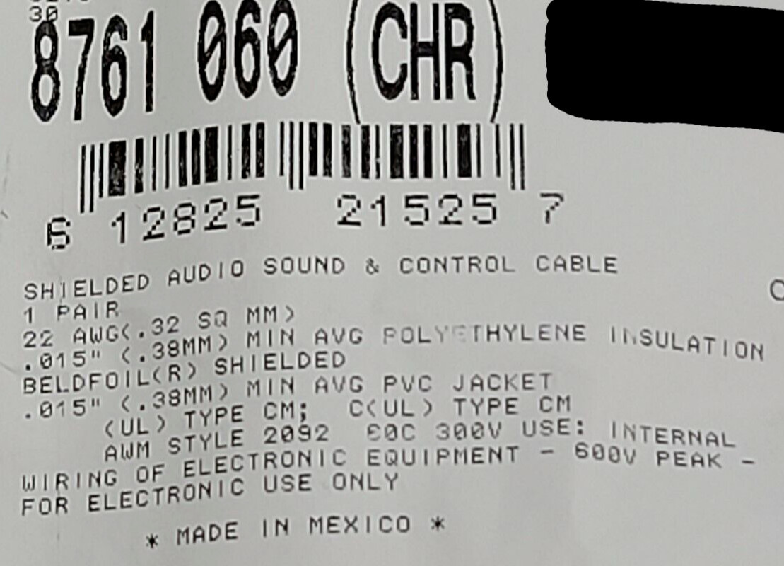 Belden 8761 22/1P Shielded Twist Pair Audio/Control/Instrumentation Cable /50ft