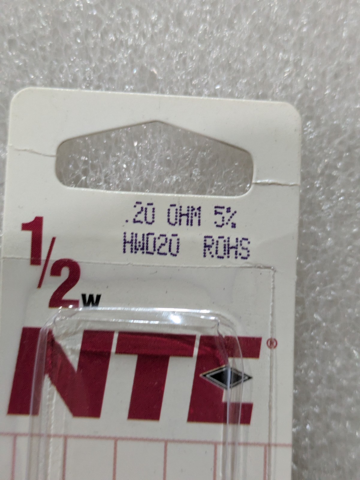 NTE FLAMEPROOF RESISTOR 1/2W .20 OHM 5% HWD20