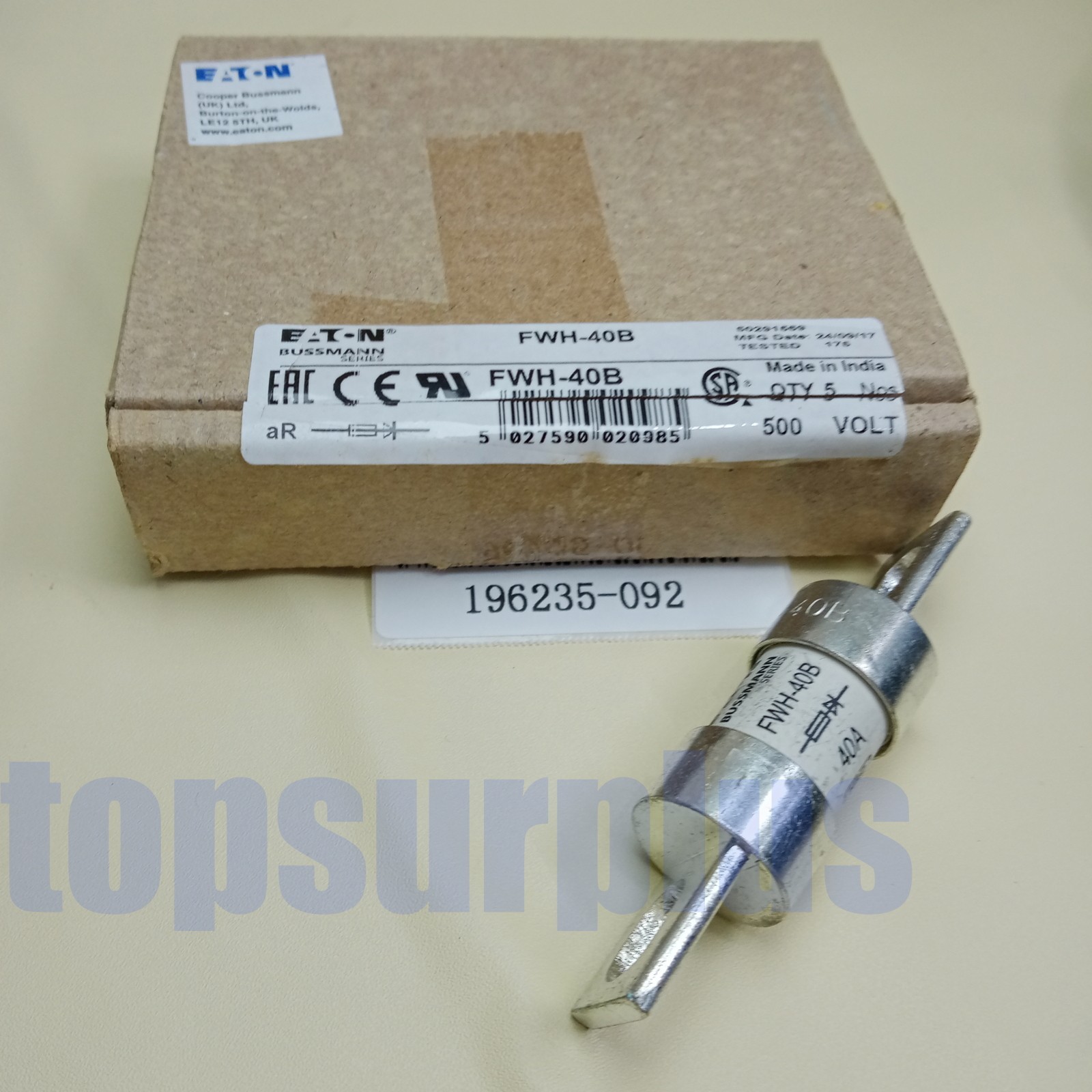 (1 PCS) FWH-40B Bussmann Fuse 500 VOLT 40A