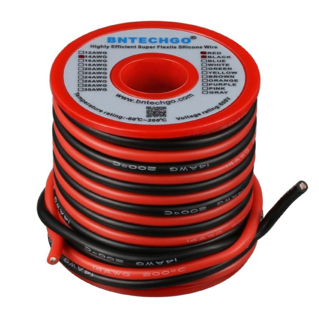 BNTECHGO 14 Gauge Silicone Wire Spool 20Ft Red and 20Ft Black Flexible 14 AWG St