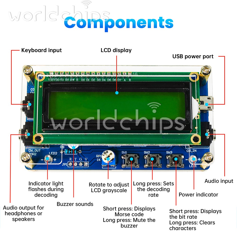 DC 5V CW Morse Code Decoder Circuit Board Welding Practice DIY Electronic Kit