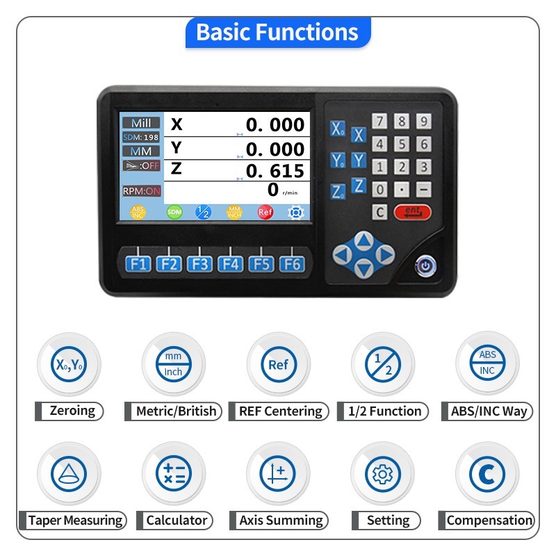 3 Axis DRO Digital Readout Meter Linear Scale 12x16x30inch 9×42 Bridgeport Mill