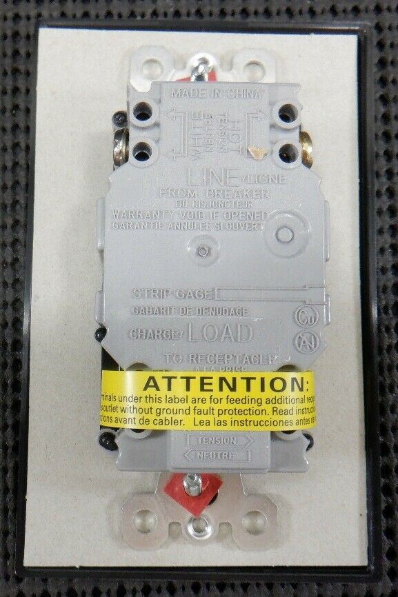 Pass & Seymour 1594-BK 15A 125V GFCI Black Duplex Receptacle Trip Indicator