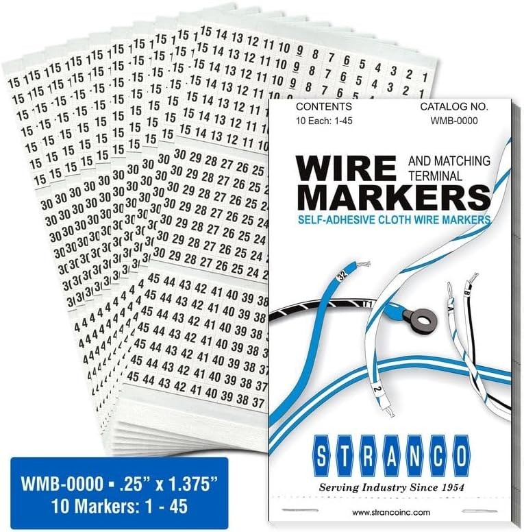 Wire Marker Book Numbered 1-45 for Cable Management, Vinyl-Coated, High-Tack …