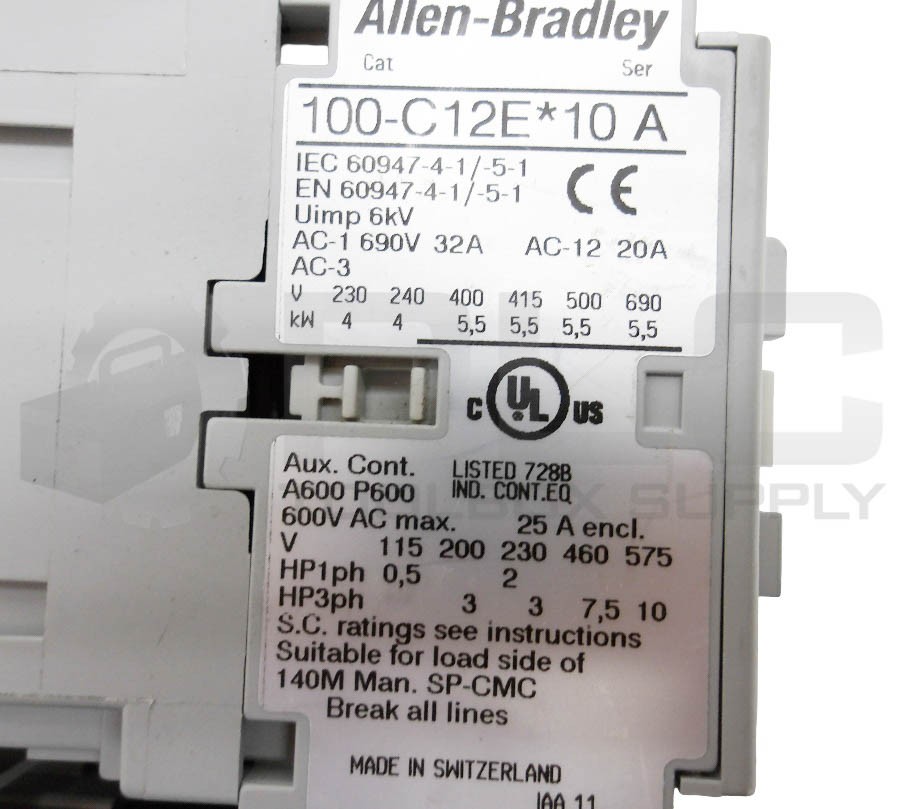ALLEN BRADLEY 100-C12E*10 /A CONTACTOR W/ 193-EEBB /C OVERLOAD RELAY