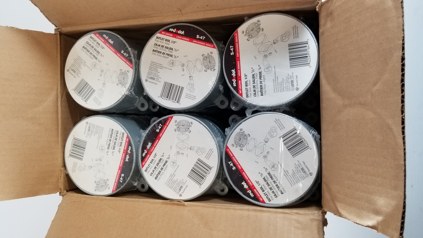Red Dot 1/2″ Outlet Boxes “Wet Location” S-47 – Box of 36 NEW