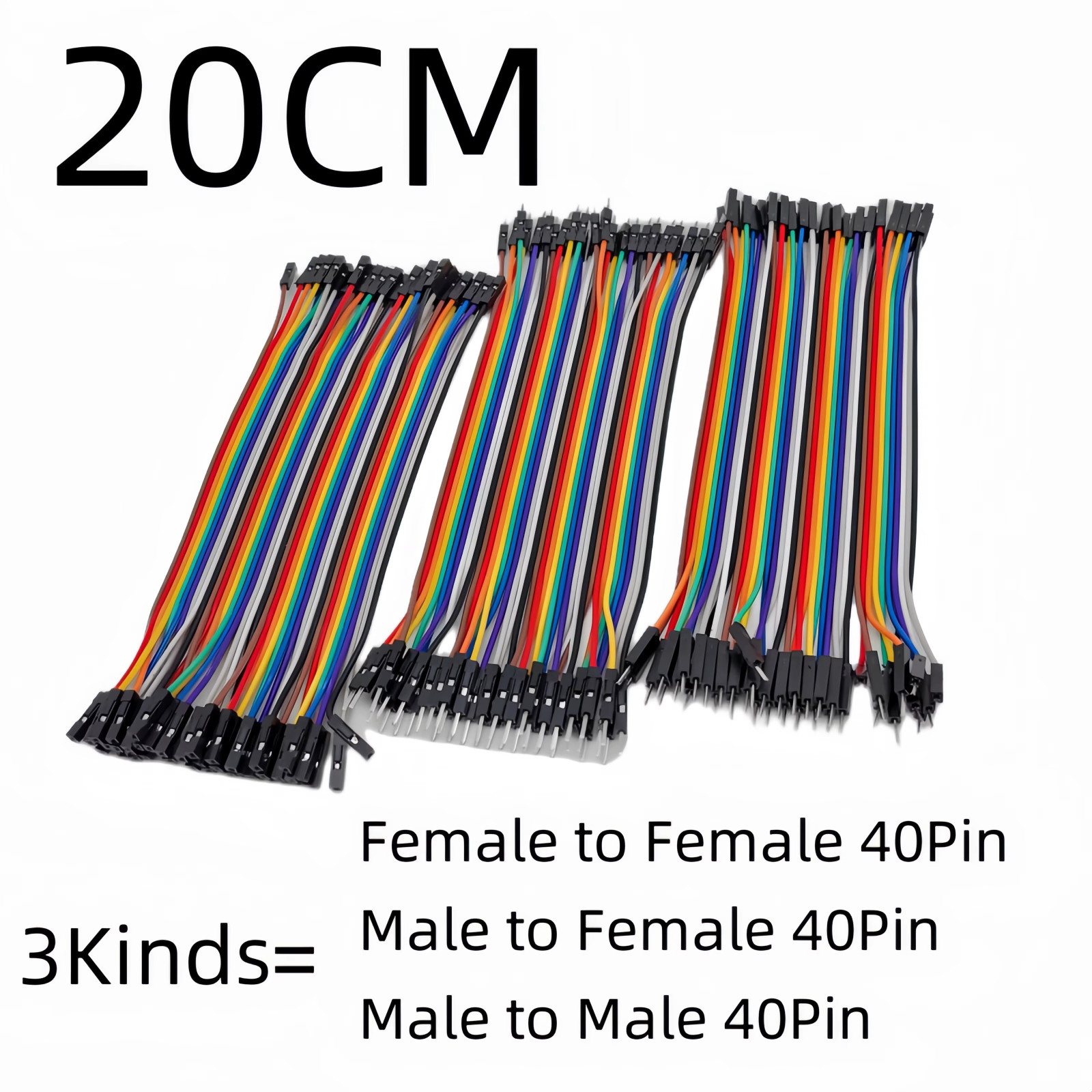 (1X/3X)40 PCS10/15/20CM MM, MF, FF Dupont Wire Jumper Cable Arduino Breadboard