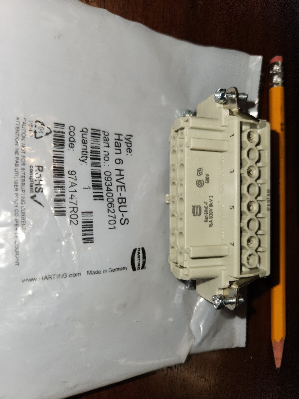 Harting HAN 6 HVE-BU-S pn:09340062701 Multi Pin Connector. Buyer pays shipping.