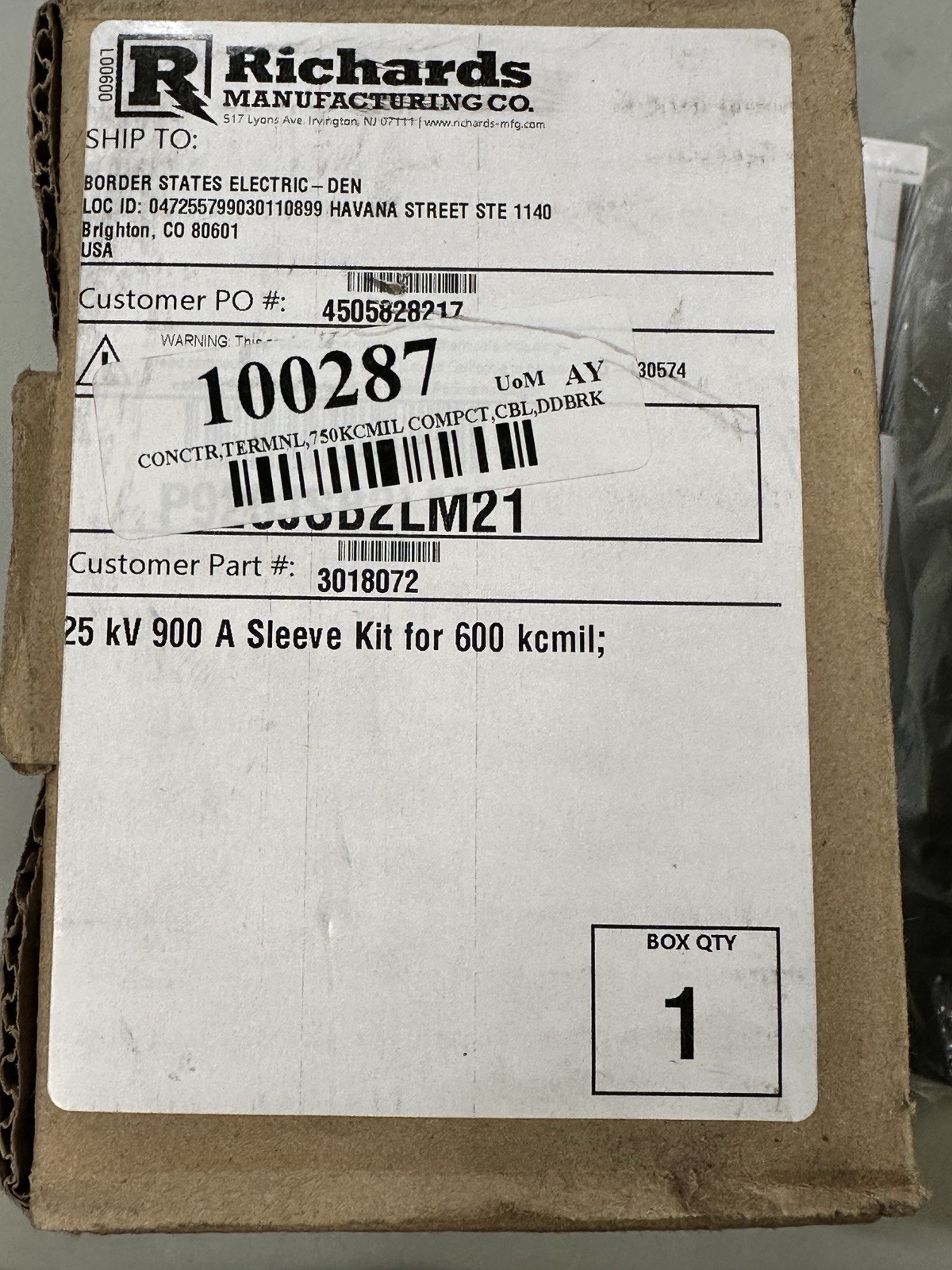Richards Mfg P925JSB2LM21 Disconnectable Joint Sleeve P925JS 28kV 600kcmil