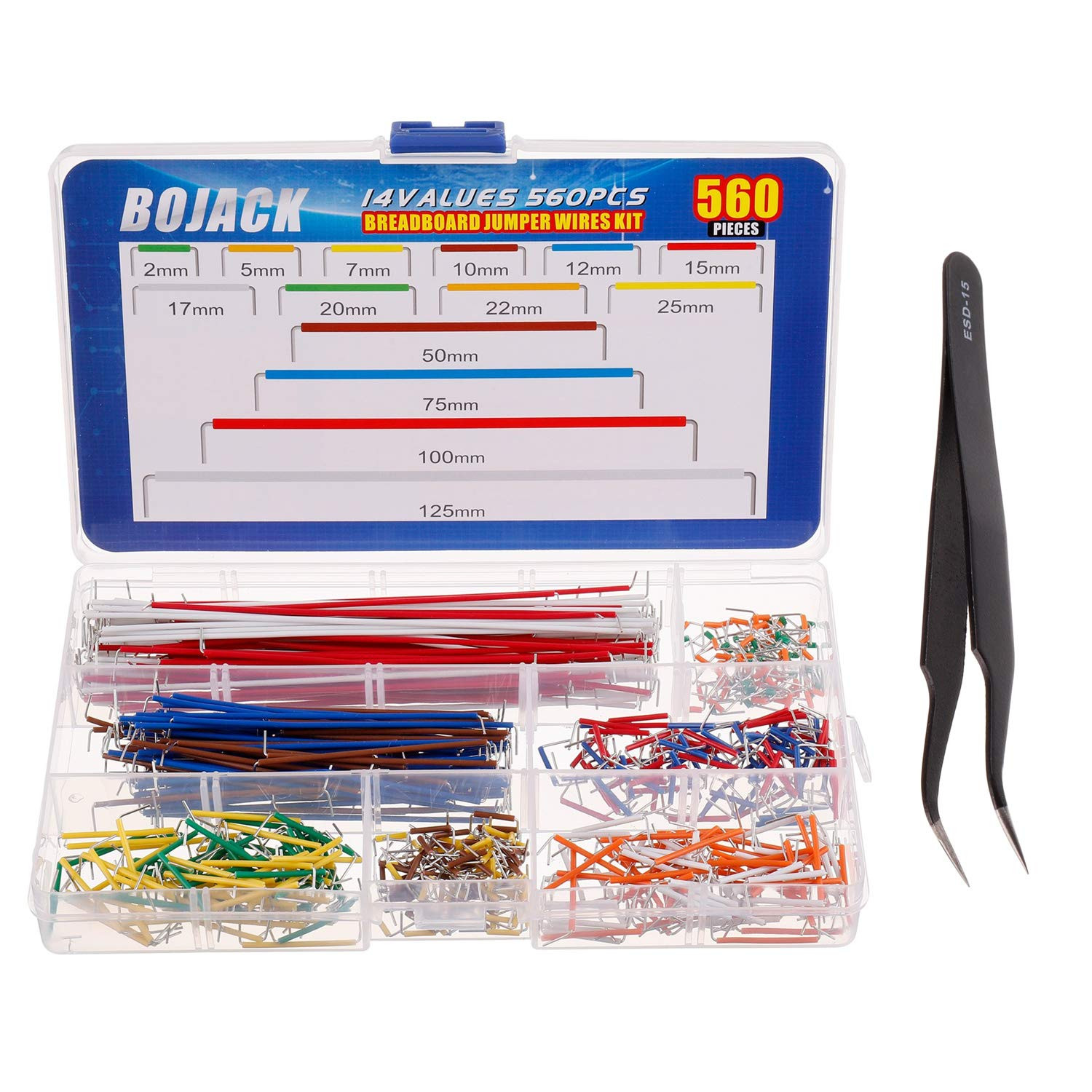 14 Vaules 560 Pcs 2-125Mm Solderless Flexible Breadboard Connecting Line Cables