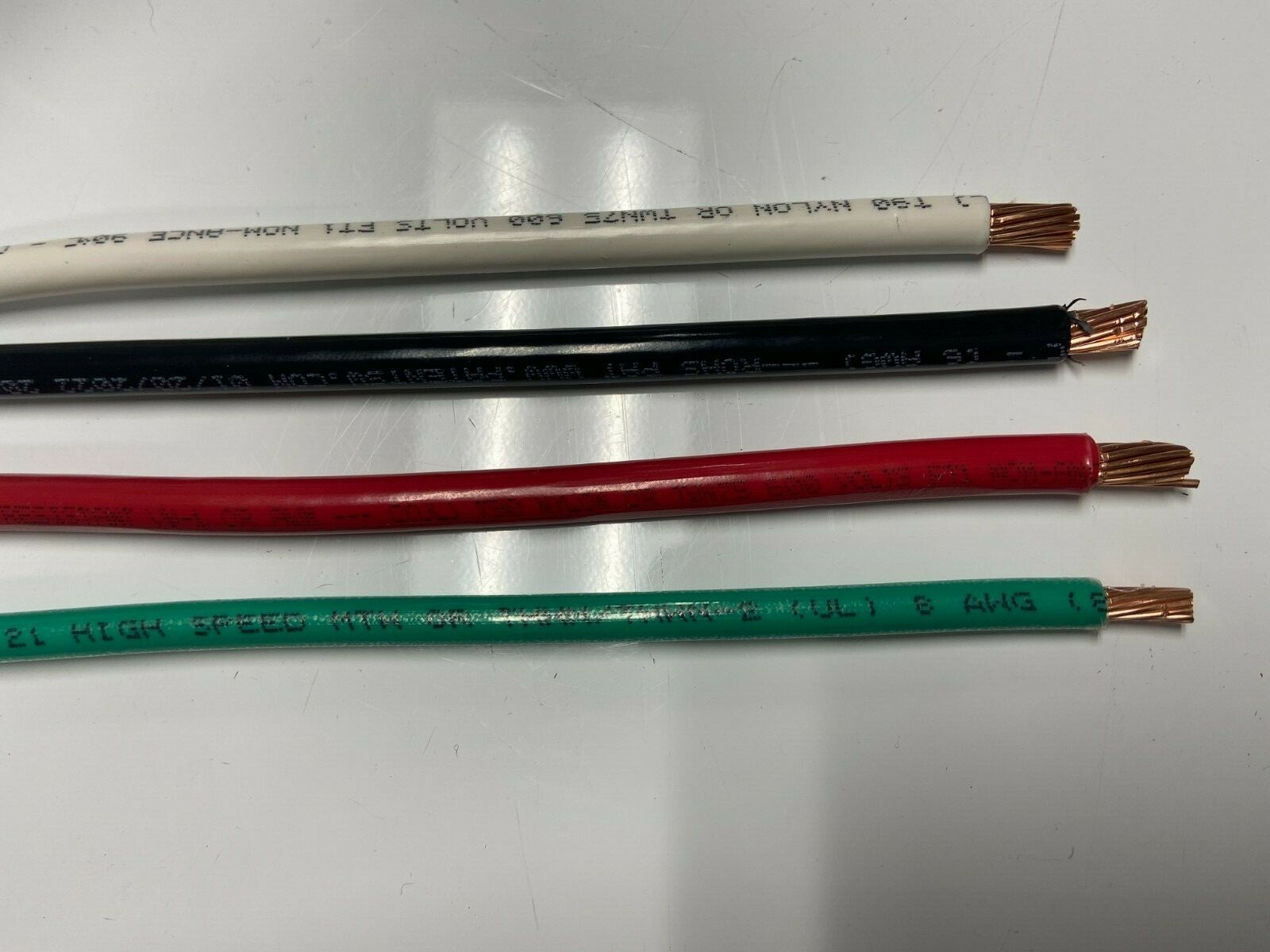 15′ EA THHN THWN 6 AWG GAUGE BLACK WHITE RED COPPER WIRE + 15 8 AWG GREEN